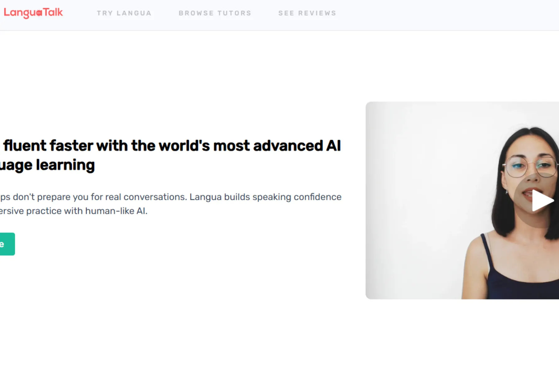 LanguaTalk homepage banner promoting AI-powered language learning platform with immersive speaking practice and human-like AI conversation feature.