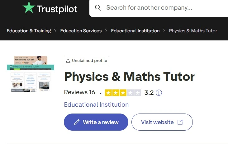 Trustpilot reviews For Physics and Math tutor