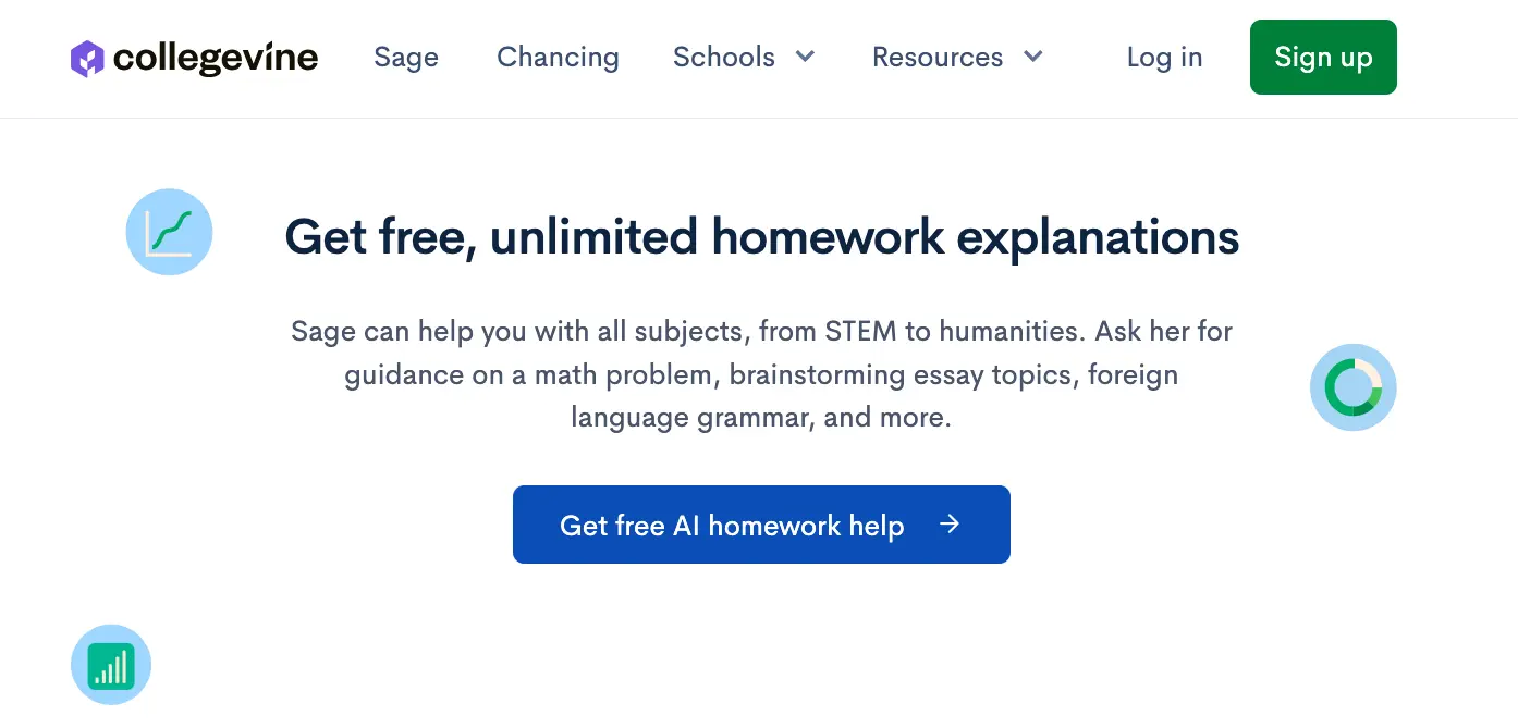 “CollegeVine Sage AI offering free unlimited homework help across STEM and humanities subjects”