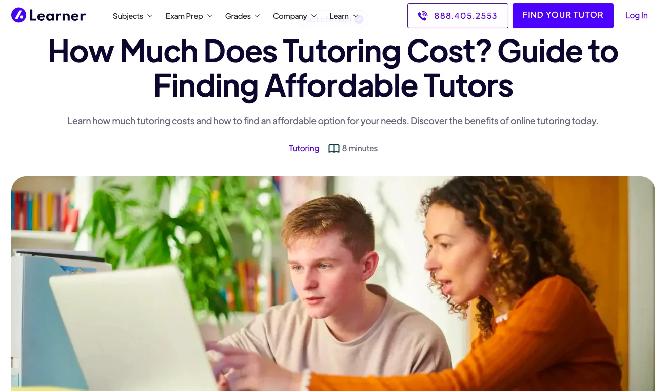 Student receiving one-on-one tutoring help from a teacher while using a computer, illustrating affordable tutoring costs and online learning guidance
