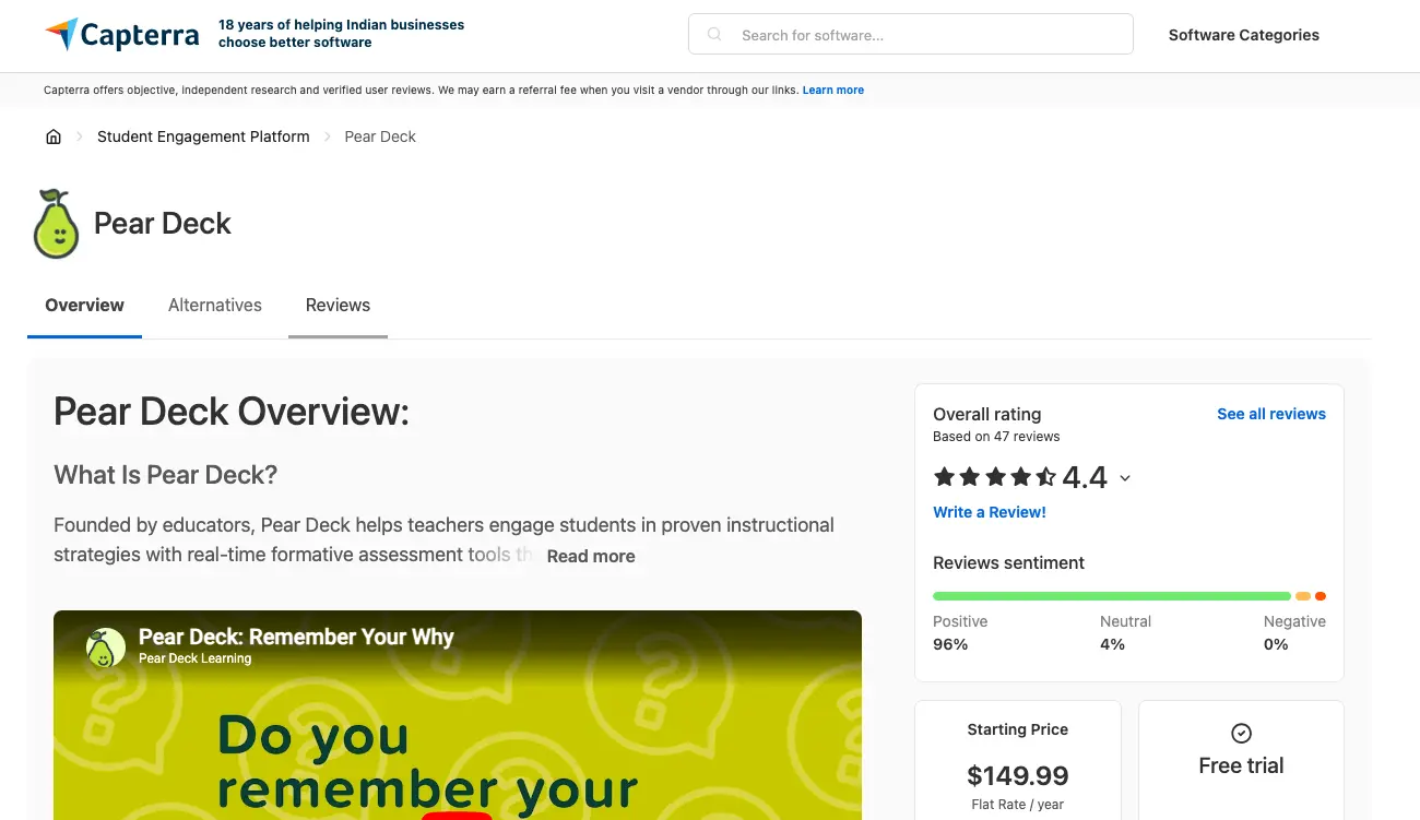 Glitch-style portrait of a young man with distorted visual effect used in a Pear Deck promotional graphic with partial text overlay.