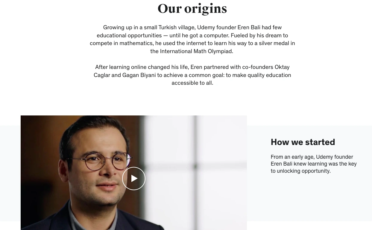 Udemy origins story featuring founder Eren Bali and the journey of making education accessible through online learning.